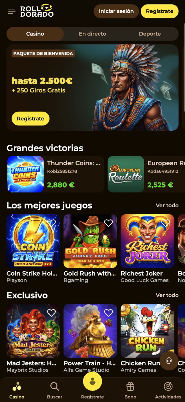 RollDorado — mobile lobby